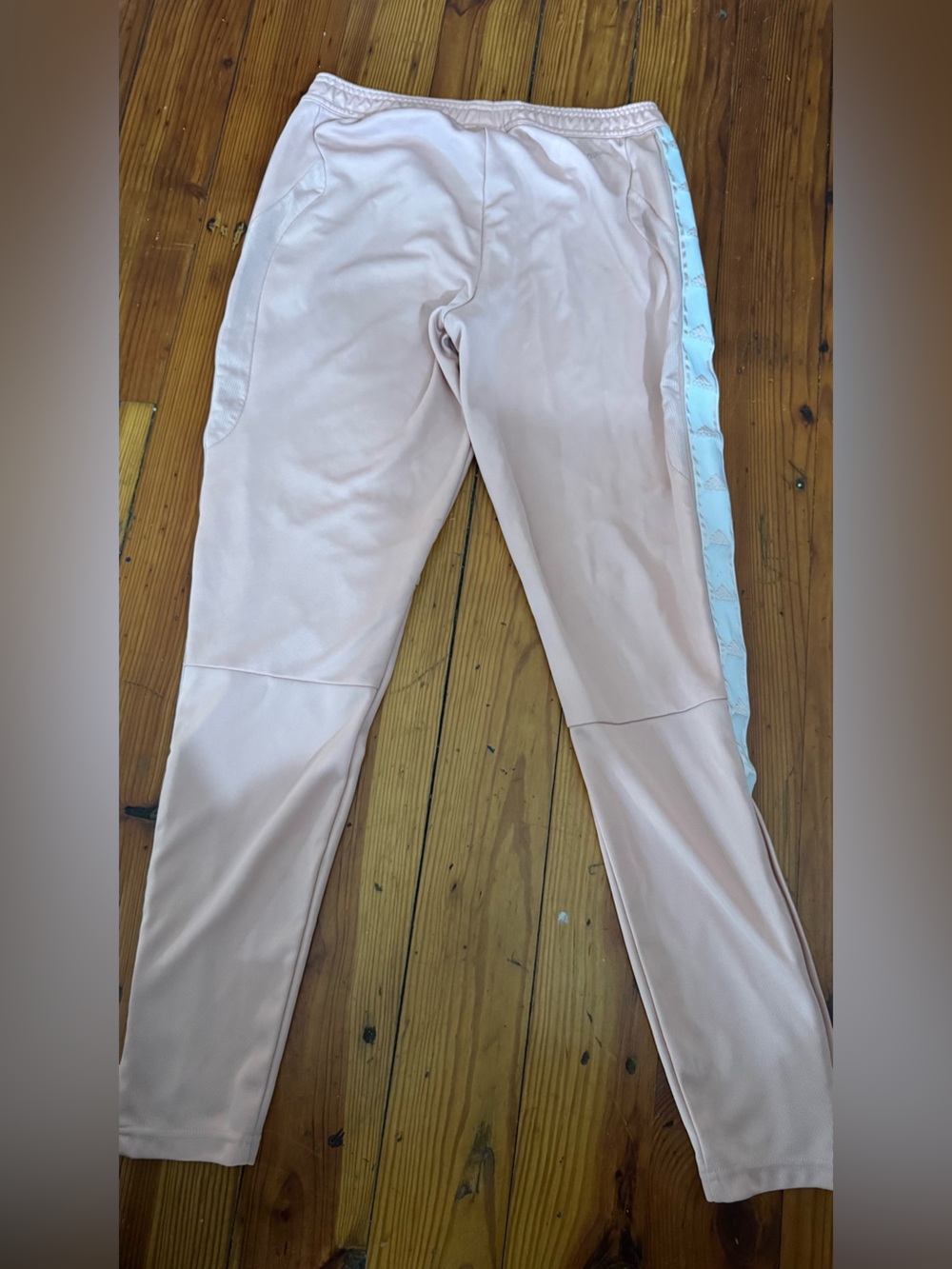 adidas Light Pink Track Pants with White Side Stripe